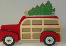 Christmas Decorations Large 11X8.5 Woody Station Wagon Red Panel Car Country