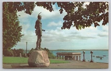 Postcard Indian Chief Massasoit Statue Plymouth Massachusetts