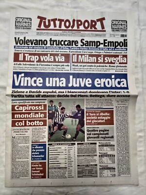 Gazzetta Dello Sport 26 Ottobre 1998 Juventus - Inter 1-0 Serie a Del