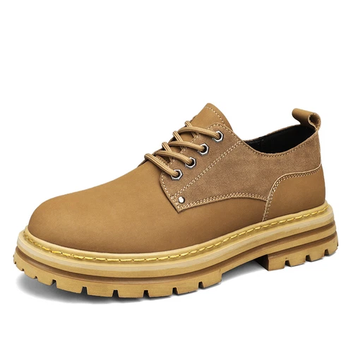 Zapatos de montar de cuero real de caña baja para hombre Zapatos de trabajo Punta redonda Con cordones Zapatos al aire libre - Imagen 9 de 9