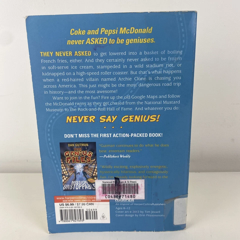 The Genius Files Never Say Genius by Dan Gutman (Medium PB, 2012)Ex Library - Image 2 of 4