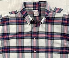 Brooks Brothers Plaid Button Down Mens XL 346 Non-Iron Supima Cotton