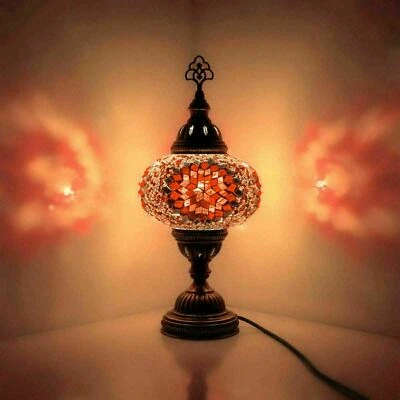 Lampe de bureau Style turc marocain Table mosaïque lit Tiffany lampe grand Globe - Photo 1/4