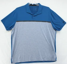 Nike Tiger Woods TW Polo Shirt Men’s XL Blue Striped Collection Dri-Fit Stretch