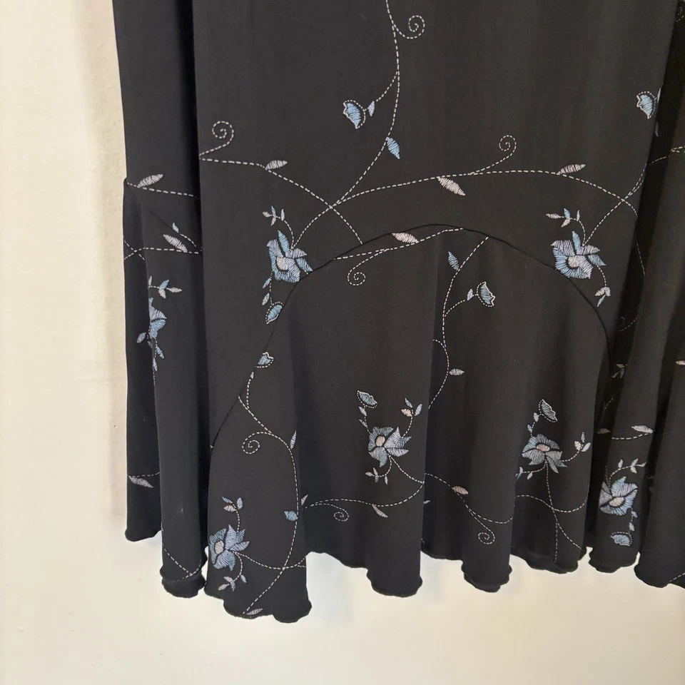 JKLA California Skirt M Black Floral Fairy Y2K Whimsigoth Office Pull On - Image 2 of 4