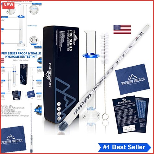 Alcohol Hydrometer Test Kit 0-200 Proof Moonshine Distilling Borosilicate Glass