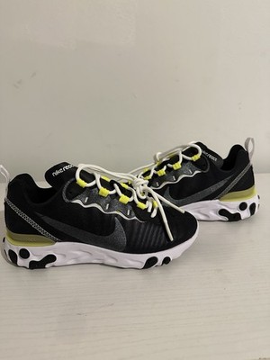Nike React Element Colorblock Black White Yellow Low Top Athletic Sneakers