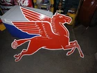 Vintage Large Mobil Mobilgas Pegasus Gas Oil Auto Service Station Porcelain Sign