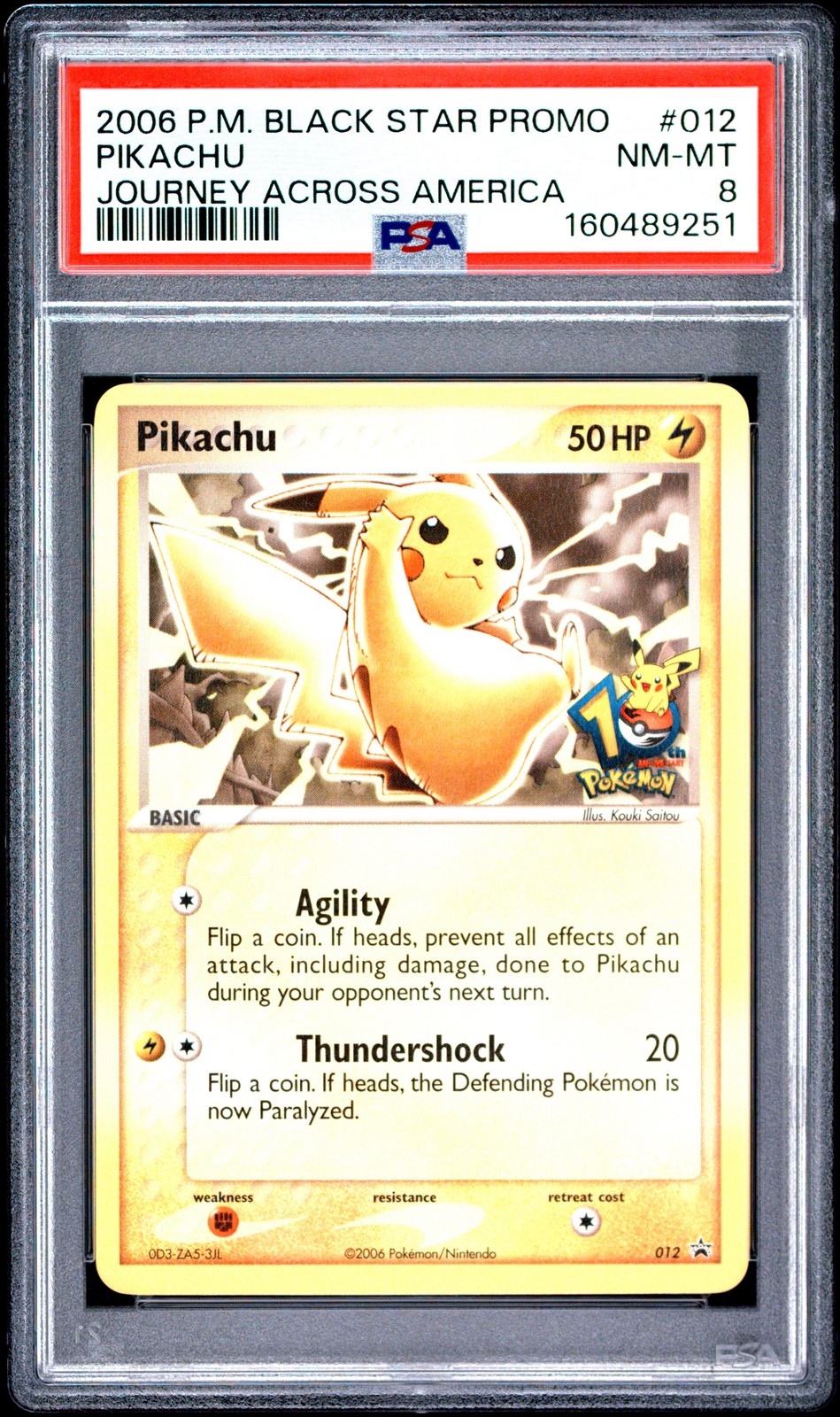PIKACHU 012 JOURNEY ACROSS AMERICA BLACK STAR PROMOS POKEMON PSA 8 view 1