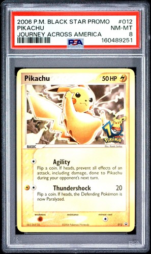PIKACHU 012 JOURNEY ACROSS AMERICA BLACK STAR PROMOS POKEMON PSA 8