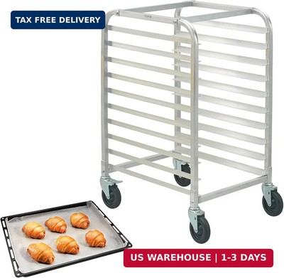 VEVOR 10-Tier Bun Pan Rack, Aluminum Racking Trolley Storage with Brake Wheels,