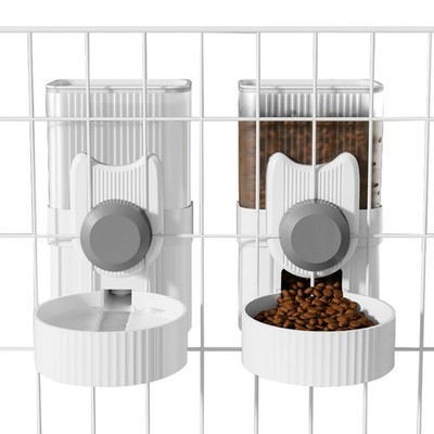 Hanging Cage Automatic Small Pet Food Bowl Water Bottle Dispenser, 1L Auto Gr...
