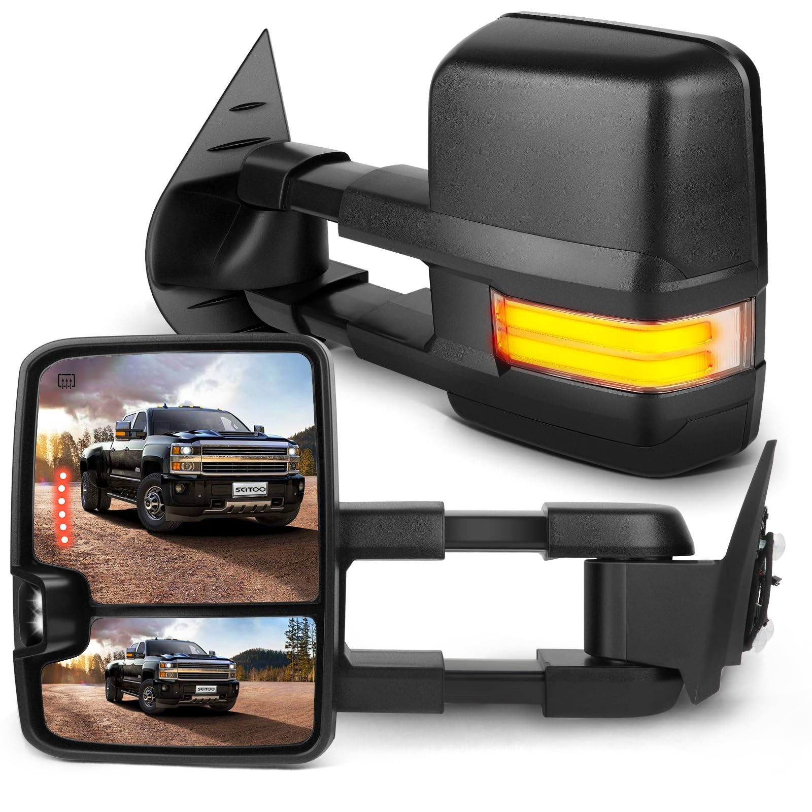 Tow Mirrors for 2500 HD 3500 HD Tahoe Suburban Yukon Denali Heated Turn Signal