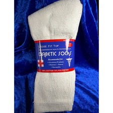 Loose Fit Top Diabetic Socks Unisex 10-13 White 3-Pack Cotton Blend Very Nice
