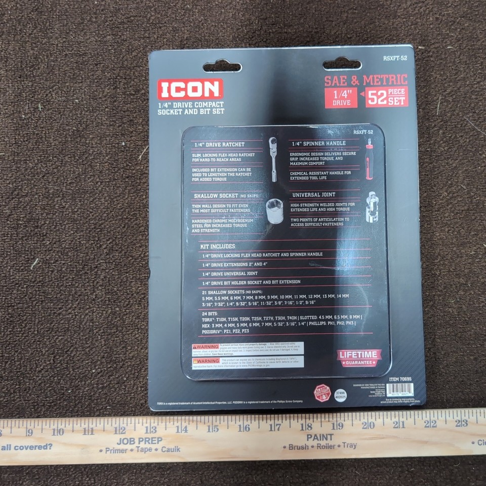 Icon 52 Piece 1/4 Drive Compact Socket Bit Set Rsxft-52 | eBay
