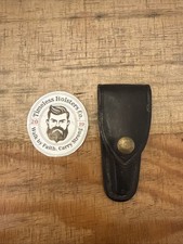 "Estuche/funda de cuchillo de cinturón de cuero negro - se adapta a cuchillo plegable de hasta 3 3/4"""