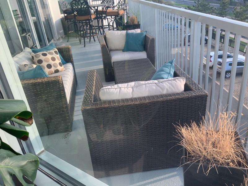 OUTDOOR SEATING/CONVERSATION RATTAN SET. LISTING FOR SOFA. SEATS LISTED SEPARATE