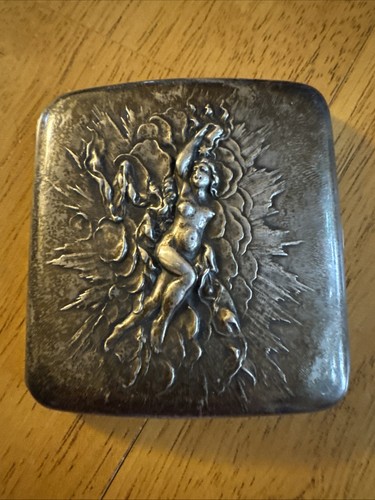 Vintage Antique Unger Brothers Sterling Silver Art Nouveau Cigarette Case Look