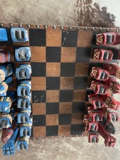 Schachbrett Holz alt ausklappbar