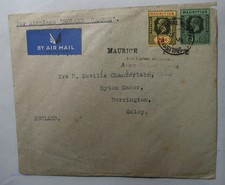 (FR1) Lettre Iles Maurice England 1937 1er liaison Aéropostale N°175 et 177 , la