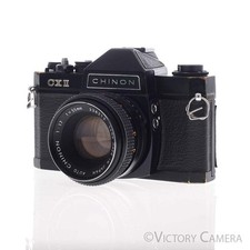 Chinon CX II Black 35mm Film Camera w/ 55mm f1.7 Lens GOOD
