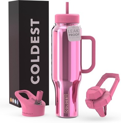 Insulated Tumbler 46oz Coldest Pink Spill Proof Straw