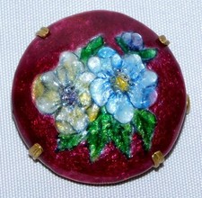 ANCIENNE BROCHE EMAUX DE LIMOGES FLEURS SIGNÉE G.FONCK /NO ANCIEN TABLEAU