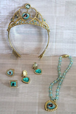 Girl's Disney Aladdin Princess Jasmine Jewelry Set Beaded Necklace Tiara Rings