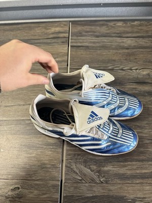 Vtg Adidas Traxion Shoes Mes Sz 7.5 M Stripe Adiprene Soccer Turf Blue White