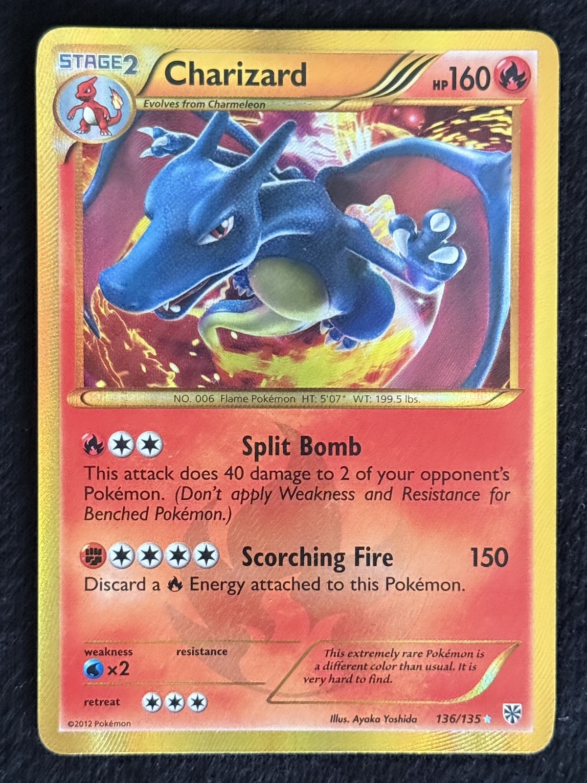Pokemon Charizard - 136/135 - Plasma Storm Black & White Secret Rare Holo Card