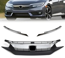 3PCS Front Bumper Grille Grill Fit for 2016 2017 2018 Honda Civic Coupe Sedan Fr