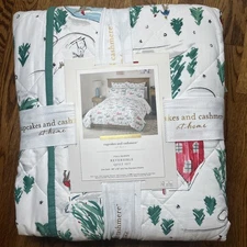 Christmas Quilt set QUEEN/FULL reversible holiday Village Cupcakes Cashmere NEW