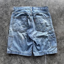 Y2K 2000s Levi  s baggy Faded Blue carpenter Denim Summer Jorts shorts 32''