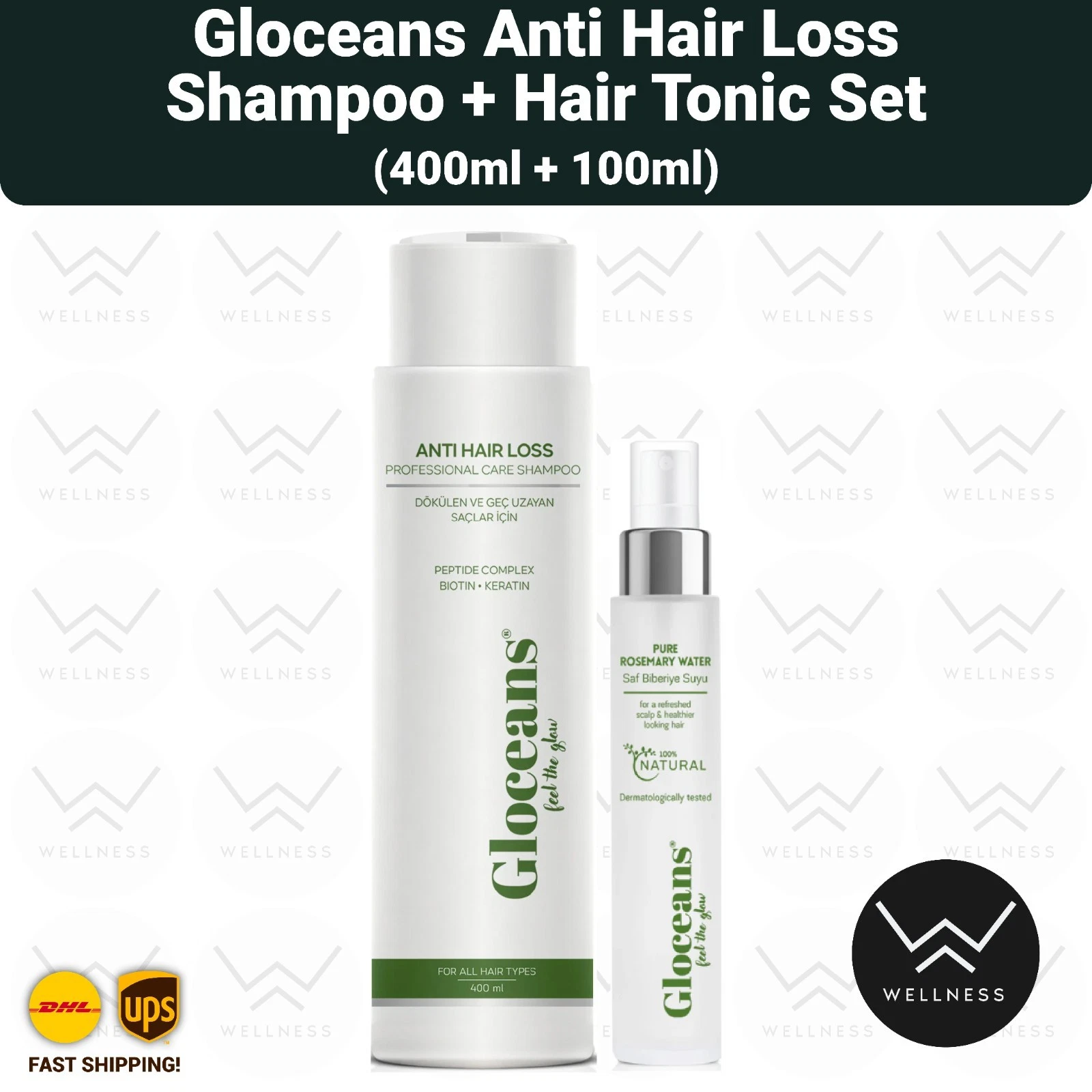 Gloceans Anti Hair Loss Shampoo Biotin Keratin And Hair Tonic Repair Care Set