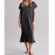 Barefoot Dreams CozyTerry Caftan S Oversized Coverup Beach Pool Midi Resort Gray