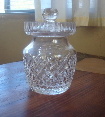 Vtg Waterford Crystal Diamond Cut Alana Jam Jelly Jar w/Lid ~ Free Shipping!