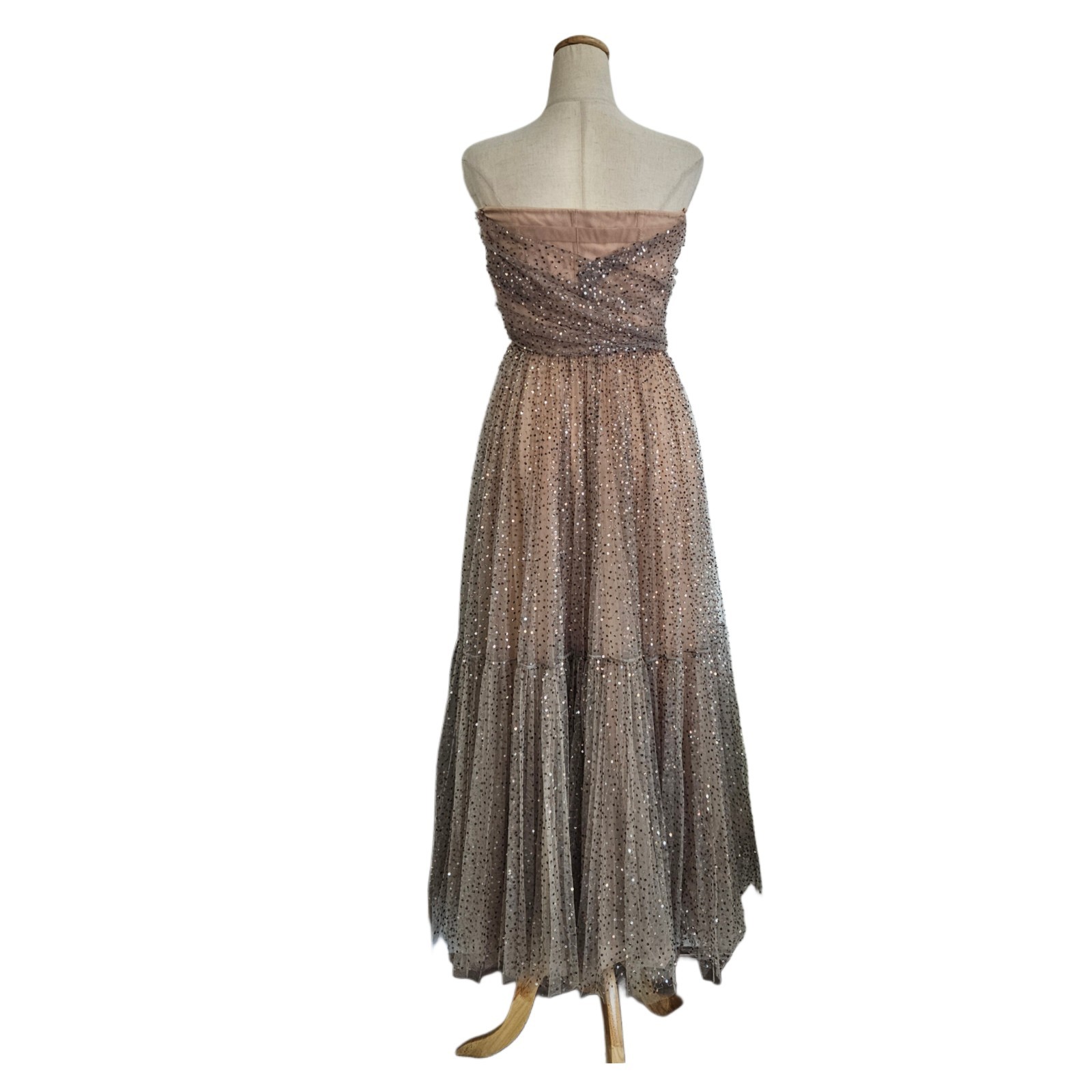Christian Dior Beige Glittery Sequin Embellished Tulle Gown image 7