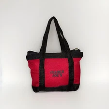 Trader Joes Mini Canvas Tote Bag Keychain In Red