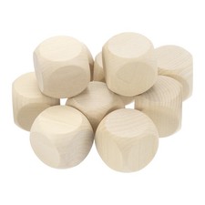 50mm Blank Wooden Dice, 10 Pack Unfinished Wood Cube Blocks, Beige