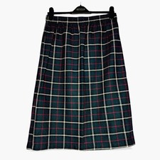 Vtg Womens Dark Green Tartan Plaid Midi Skirt Sz M Festive Wool Celtic Holiday