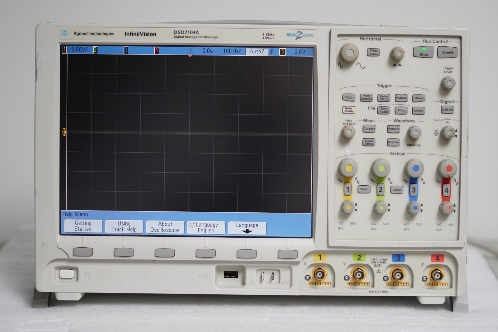 Agilent DSO7104A Oscilloscope, 1GHz 4GS/s 4Ch, opt mem8M, LSS, 232, SGM, MST, E0