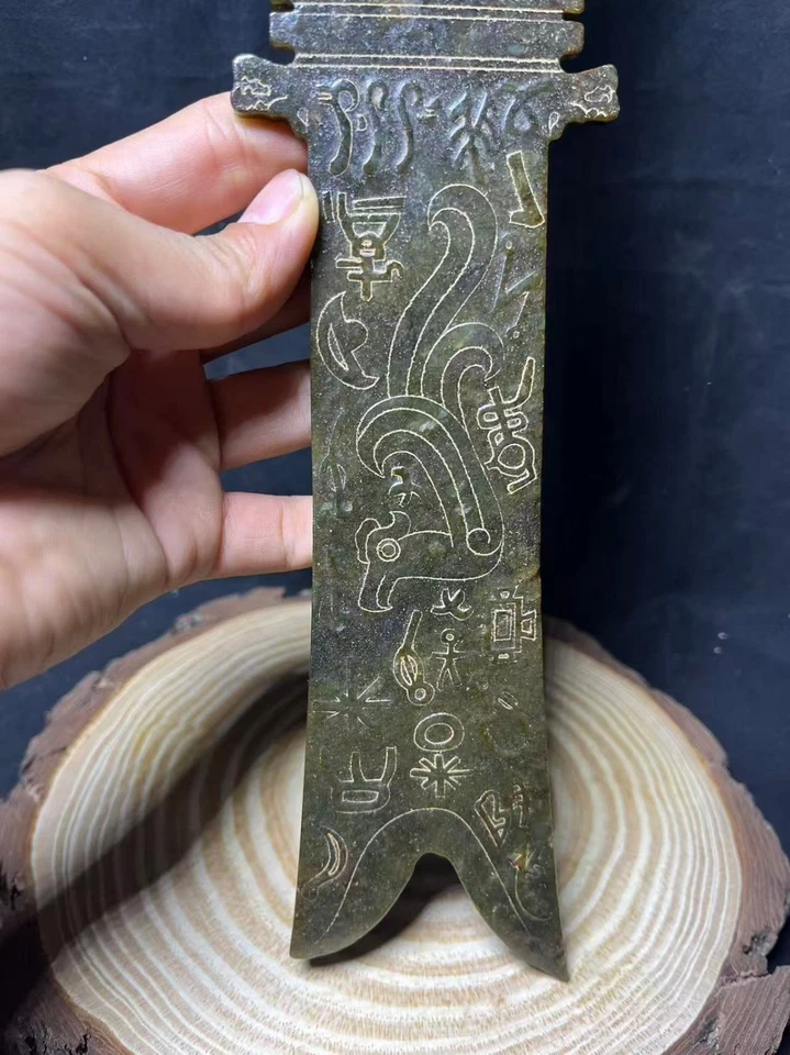 14"" Dinastia Han antiga Hetian Jade pássaro fênix inscrição besta arma Yubi - Imagem 4 de 4