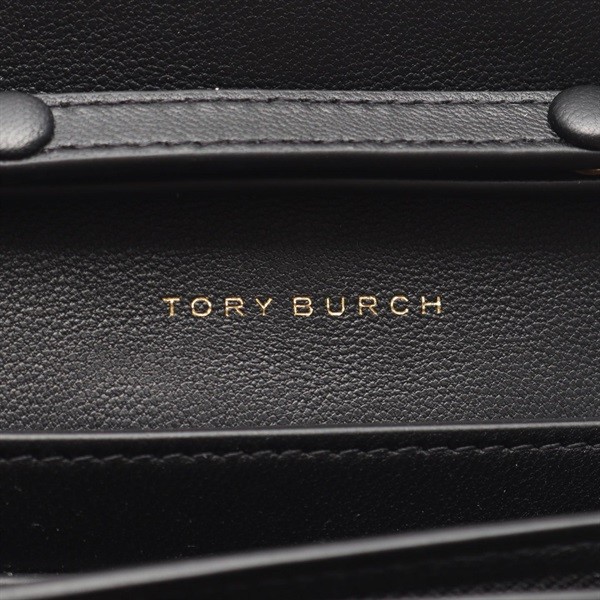 Tory Burch Embossed Leather Shoulder Bag Black Women Used Authentic thumbnail 4