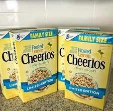 Limited Edition Frosted Lemon Cheerios Breakfast Cereal 18.5oz 4 BOXES Family SZ