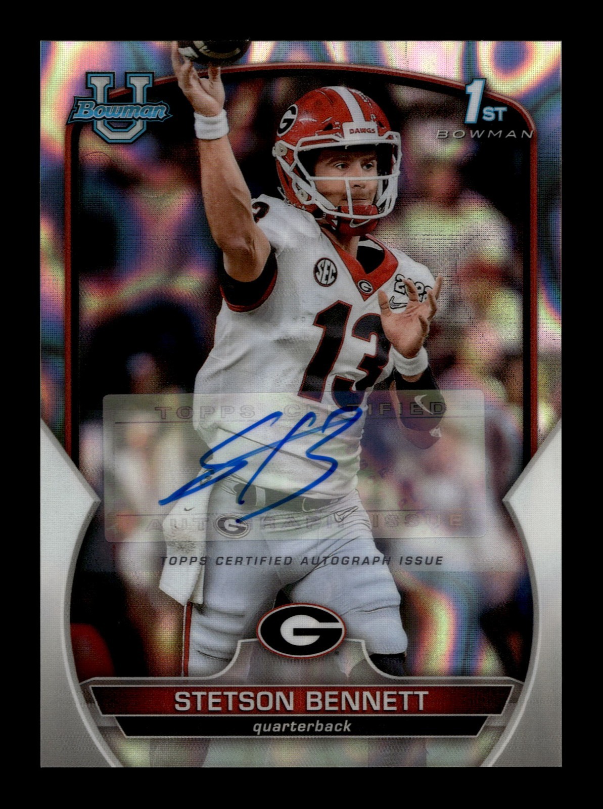 2022 Bowman University Chrome Lava Refractor 1st Stetson Bennett Auto RC 148/199