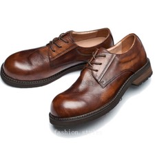 Retro American Style Men Lace Up Real Leather Business Formal Dress Shoes Spring