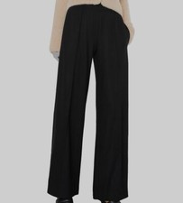  495 Vince Women's Black Stretch Waist Seamed Wide Leg Wool Pants Size XS