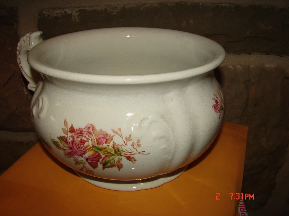 Antique Chamber Potty w/ Floral Pattern Holiday Decoration & MORE - Image 3 of 4