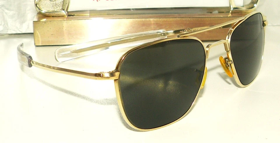 MINT ARMY 60s AMERICAN OPTICAL AO 12K GF HGU-4/P AVIATOR SUNGLASSES BOX 22 RE RB - Image 3 of 4