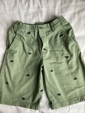 Rugged Bear Boys Size 12 Flat Front Chino Shorts Green With Little Dogs